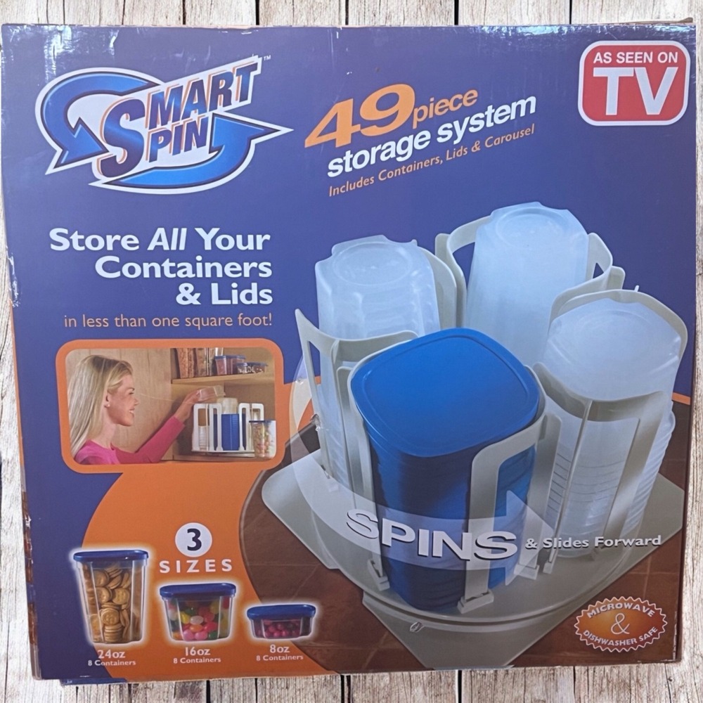 Smart Spin 49 Piece Storage System Organizer Containers Lids As Seen On TV NEW